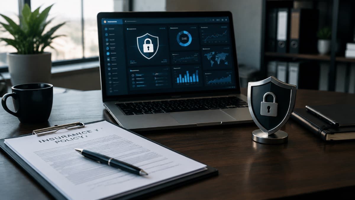 cyber insurance desk security concept workspace