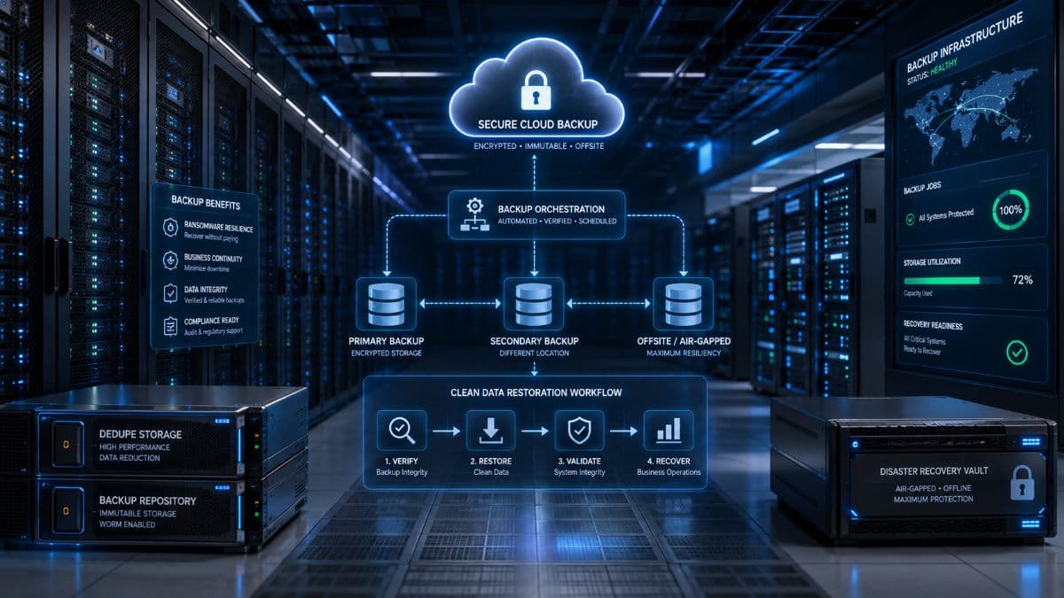 Secure backup infrastructure enabling rapid recovery