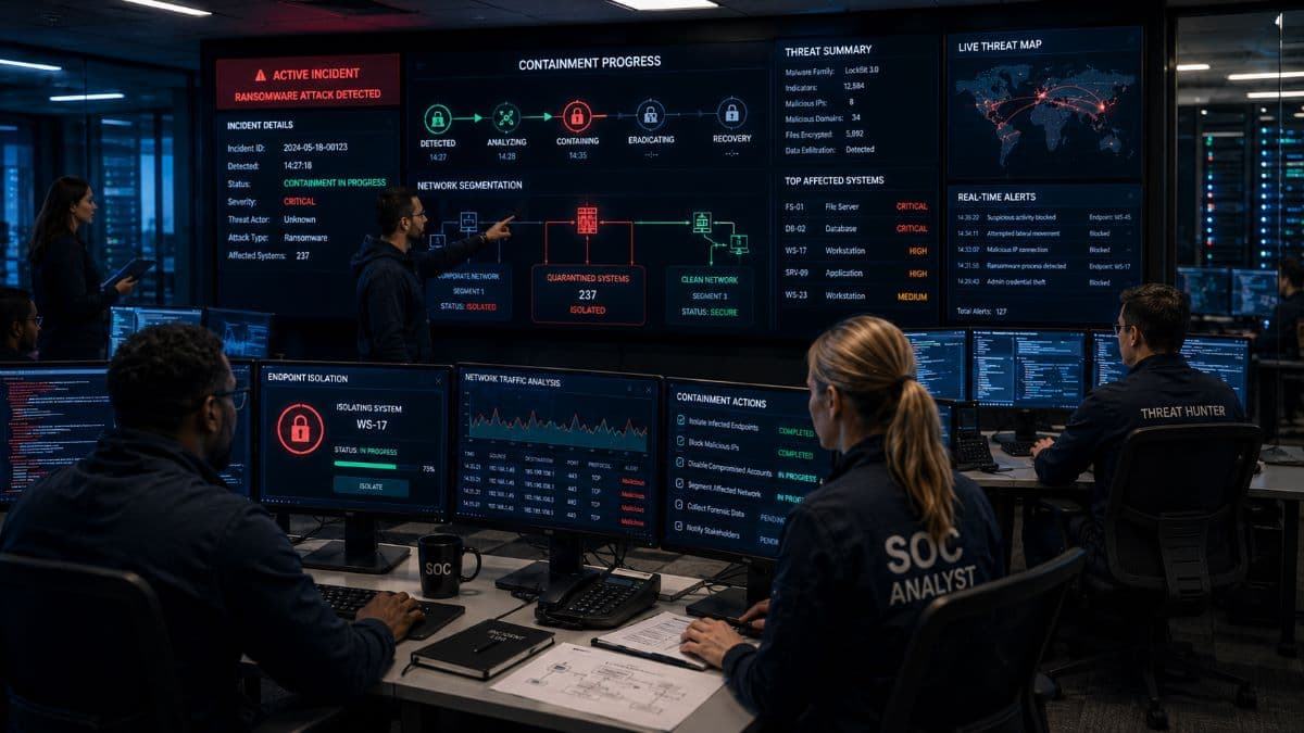 Security analysts containing active ransomware attack
