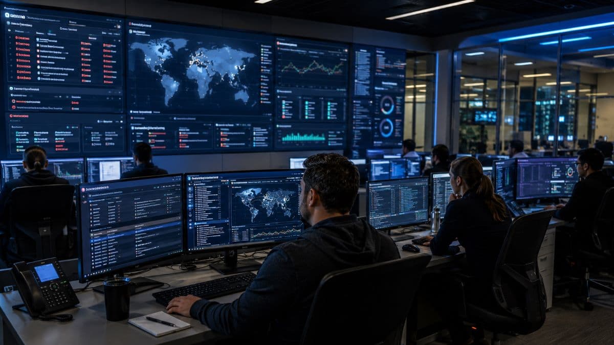Security analysts monitoring threats around clock