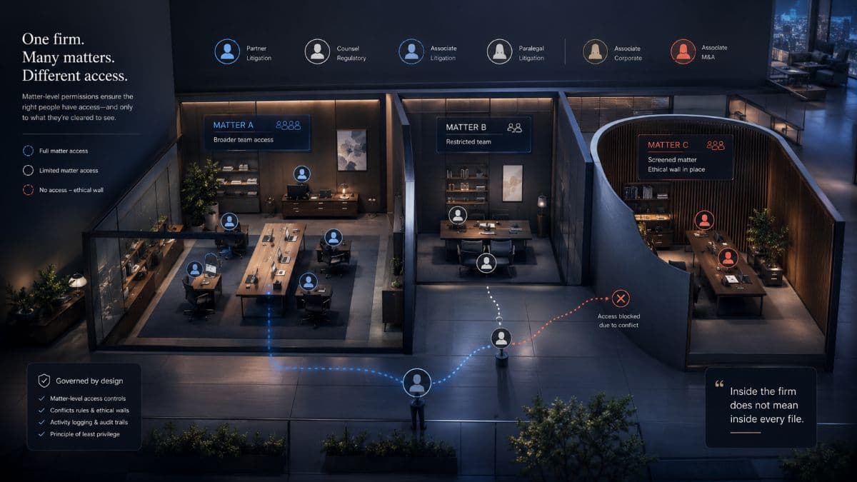 Ethical wall restricting client matter access