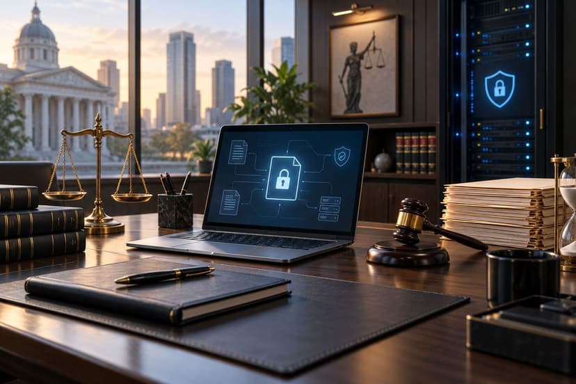 Scales gavel laptop with lock